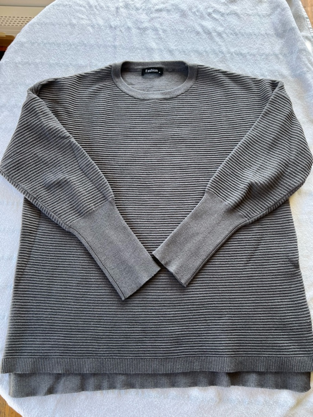 Gray Ribbed Crewneck Sweater - Women's Classic Knit